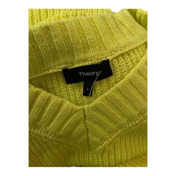 THEORY Bright Neon Yellow V Neck Pullover Knit Slouchy Sweater Large NEW - Picture 6 of 6